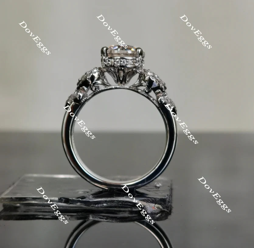 Doveggs art deco pave engagement ring only semi-mount only(Exclusively to DovEggs Stones)