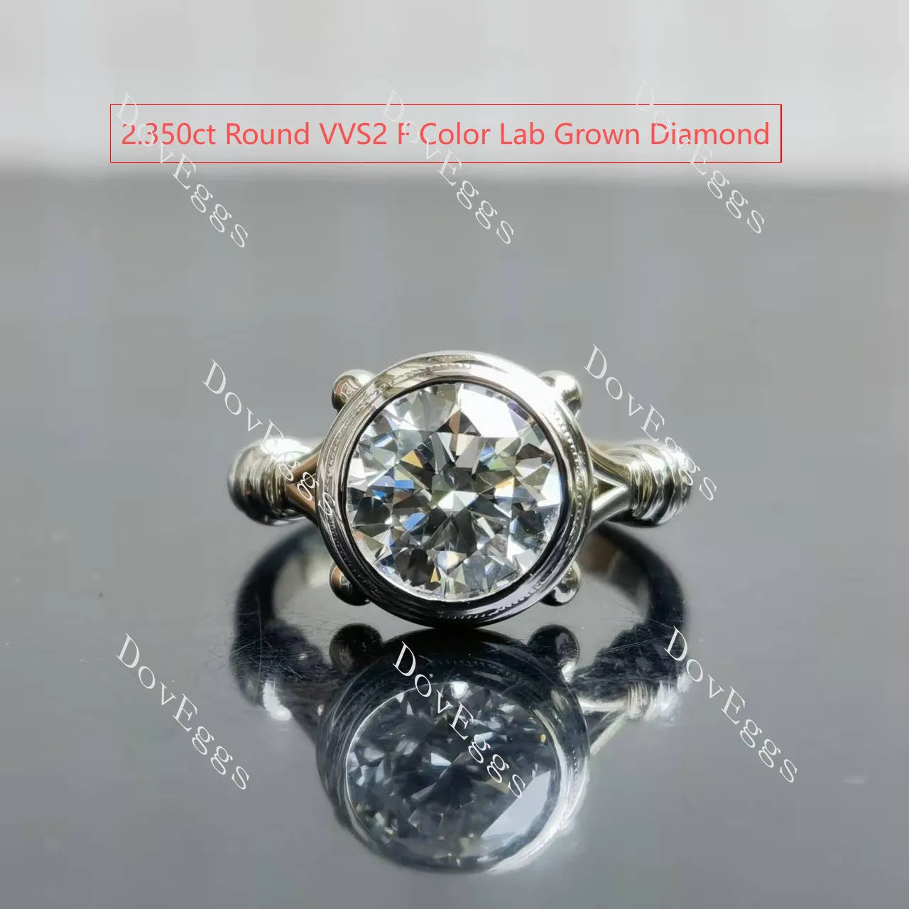 Doveggs bezel solitaire vintage engagement ring only semi-mount only(Exclusively to DovEggs Stones)