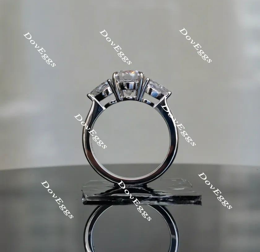 Oval three stones moissanite engagement ring| Doveggs