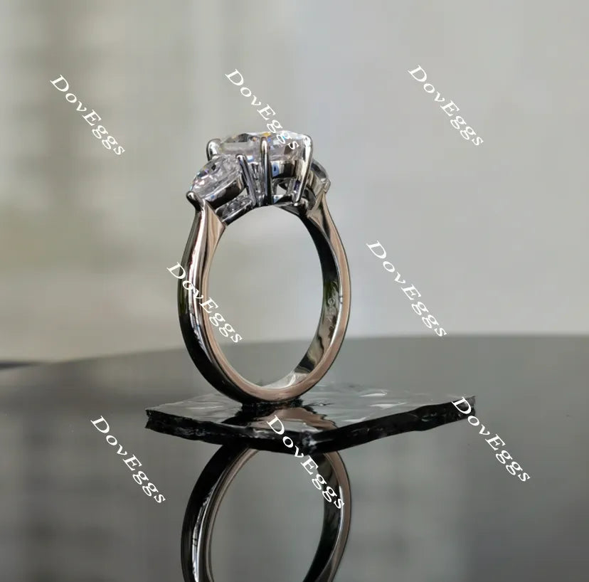 Oval three stones moissanite engagement ring| Doveggs