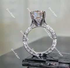 Oval art deco moissanite engagement ring(engagement ring only)| Doveggs
