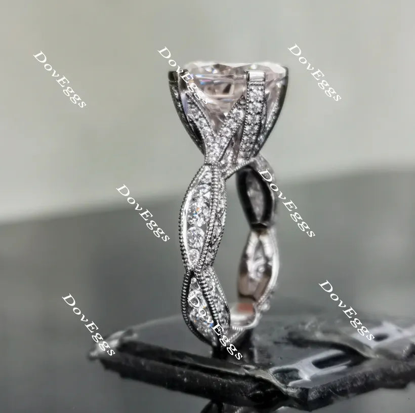Oval art deco moissanite engagement ring(engagement ring only)| Doveggs