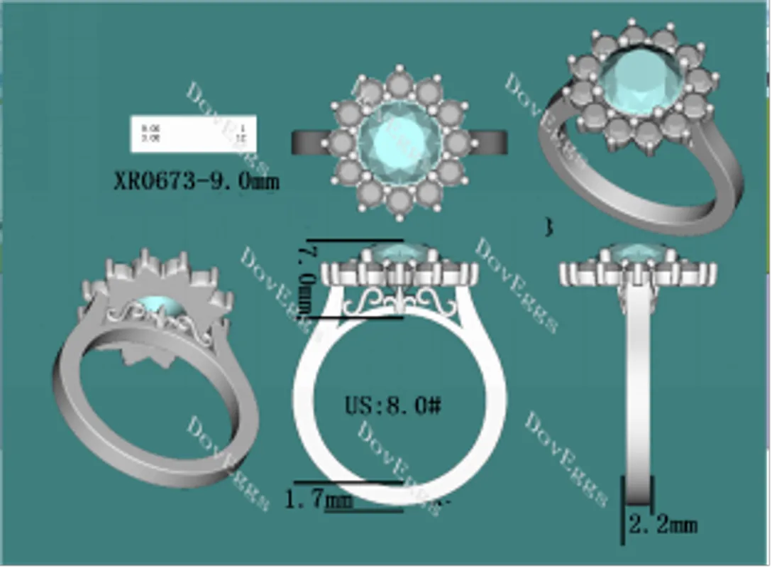 La Reina Halo engagement ring semi-mount only(Exclusively to DovEggs Stones)