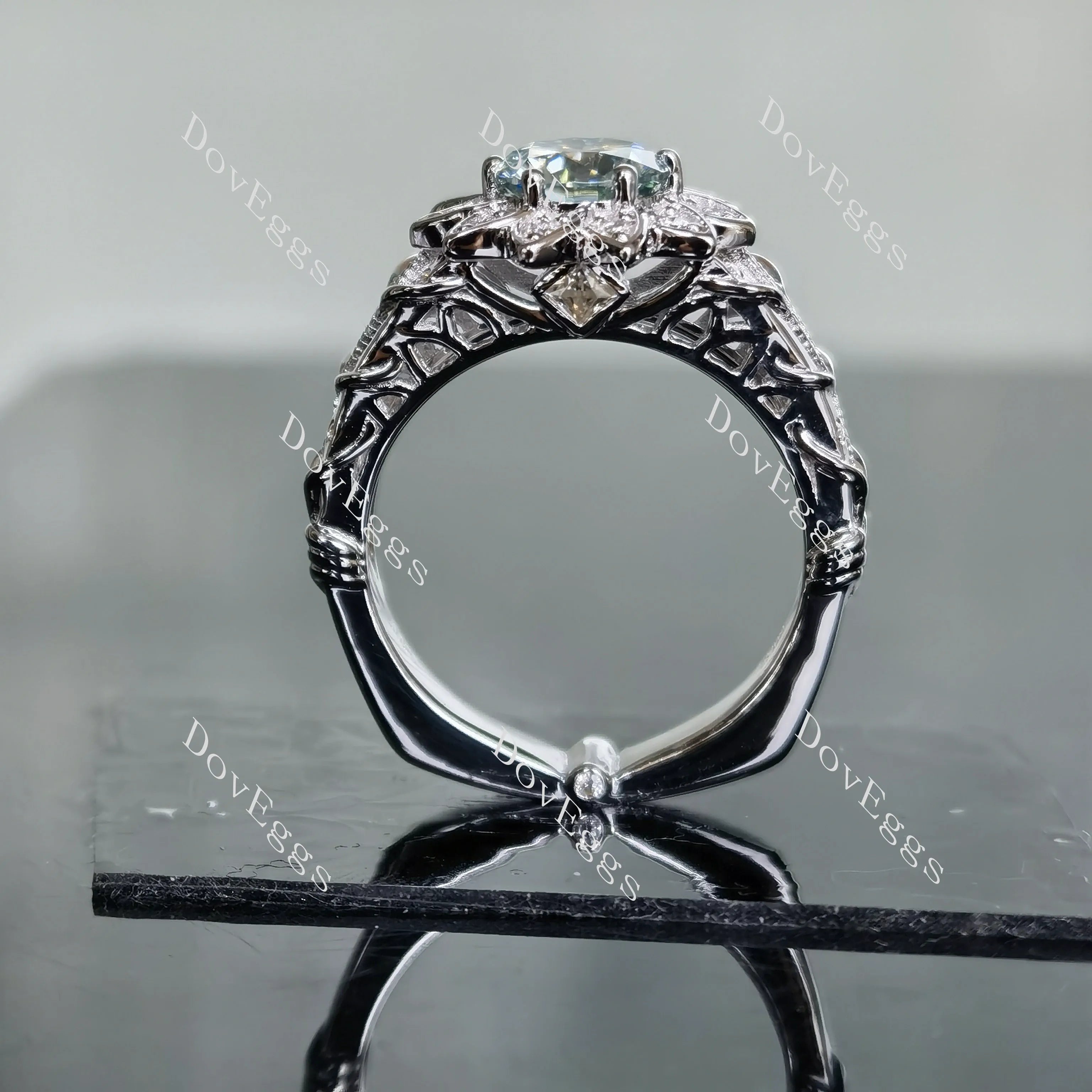 Blooming Angel floral lab diamond engagement ring only semi-mount only(Exclusively to DovEggs Stones)