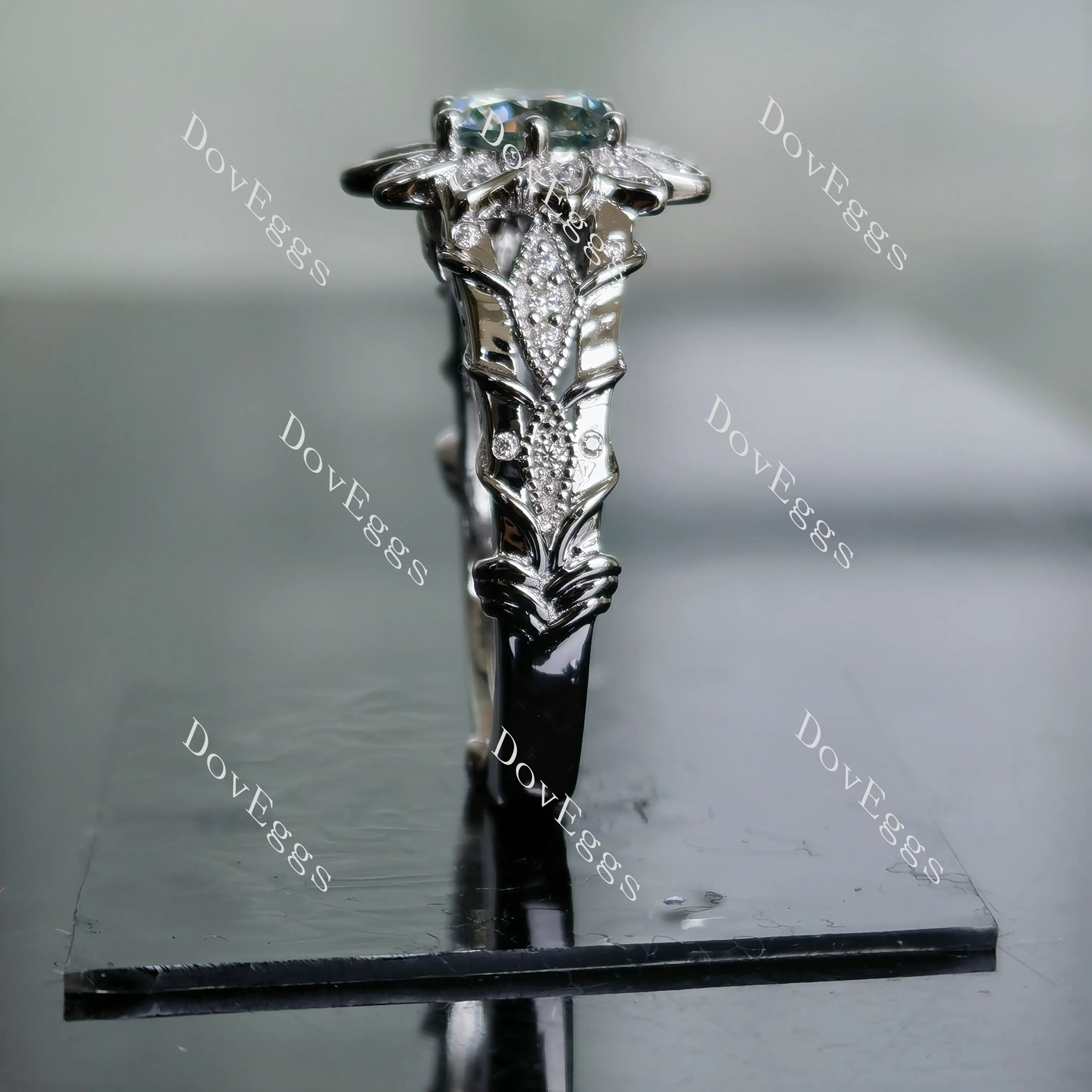 Blooming Angel floral lab diamond engagement ring only semi-mount only(Exclusively to DovEggs Stones)