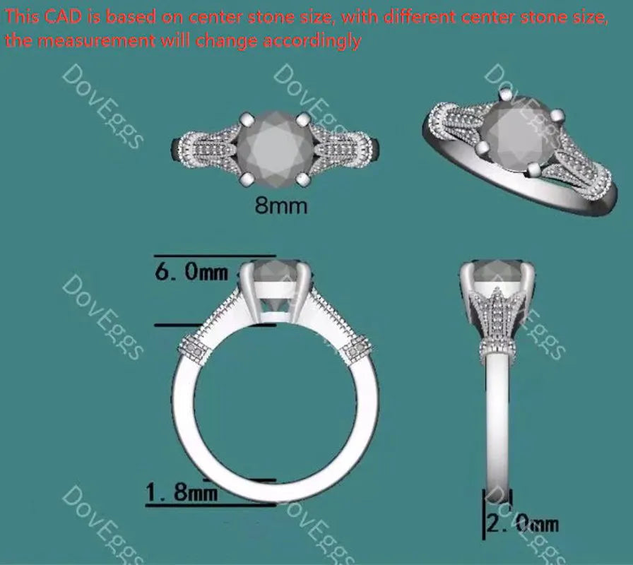 Doveggs art deco pave engagement ring only semi-mount only(Exclusively to DovEggs Stones)