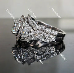 Oval halo pave moissanite bridal set(2 rings)| Doveggs