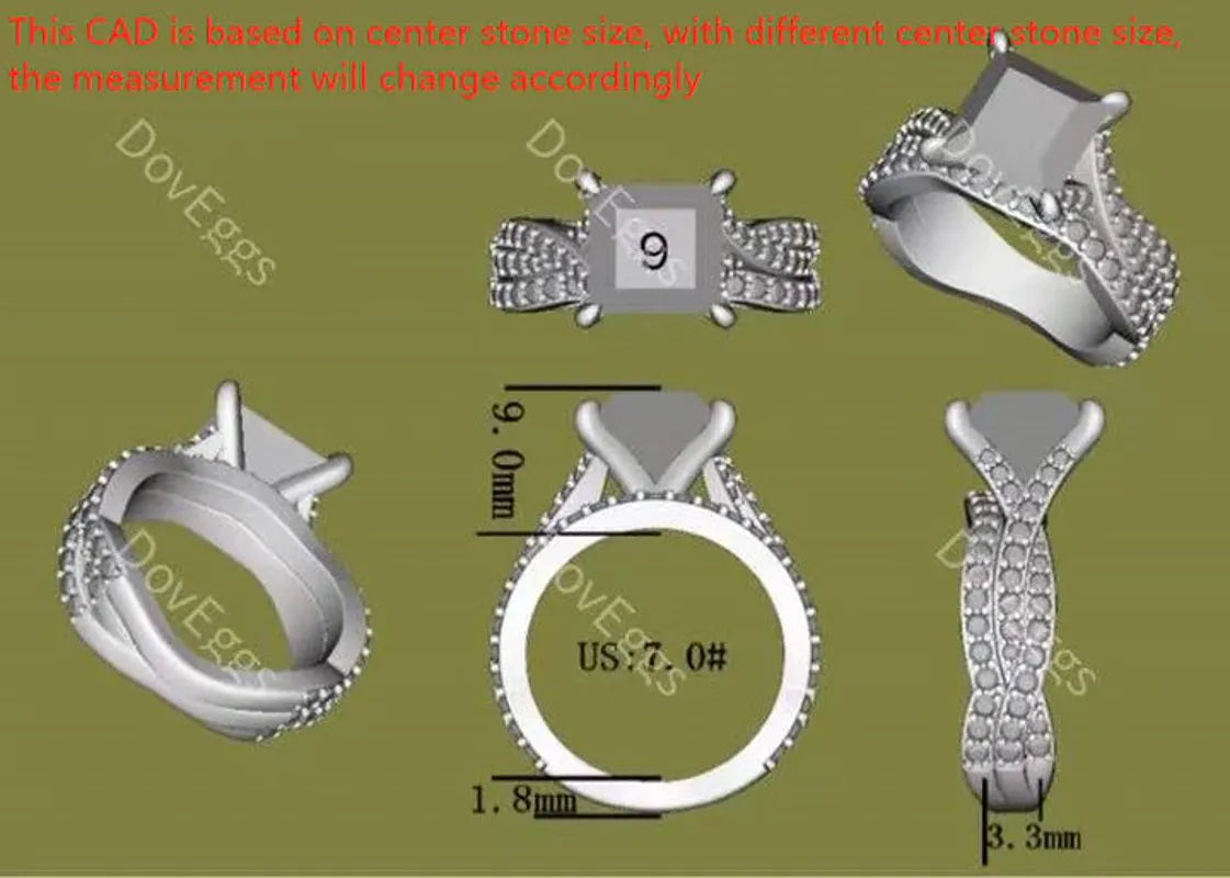 Doveggs curved band engagement ring only semi-mount only(Exclusively to DovEggs Stones)