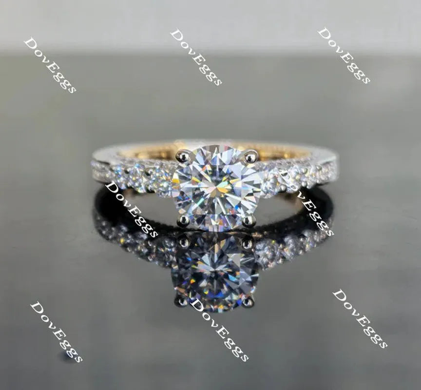 Doveggs side stone channel set engagement ring only semi-mount only(Exclusively to DovEggs Stones)