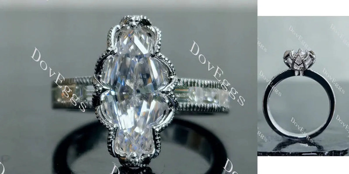 Half eternity floral pave engagement ring semi-mount only(Exclusively to DovEggs Stones)