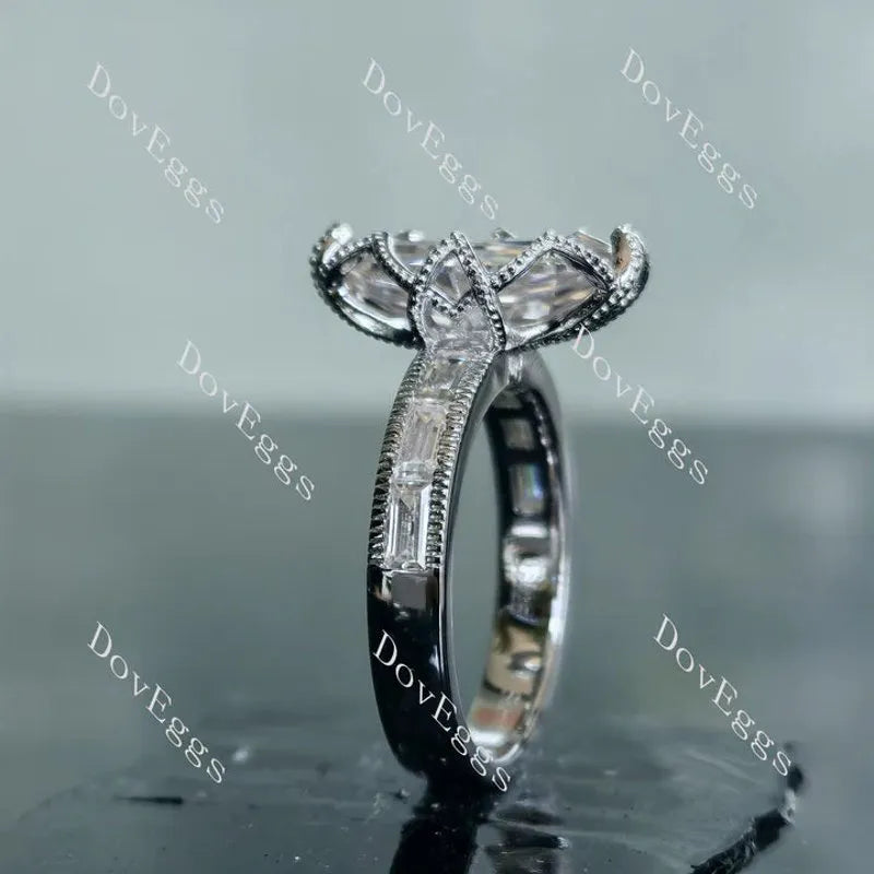 Half eternity floral pave engagement ring semi-mount only(Exclusively to DovEggs Stones)