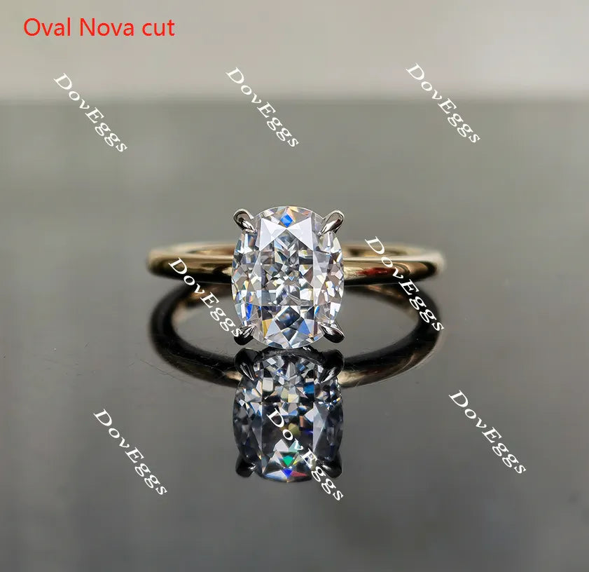 Oval hidden halo moissanite engagement ring| Doveggs