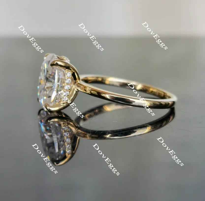 Oval hidden halo moissanite engagement ring| Doveggs