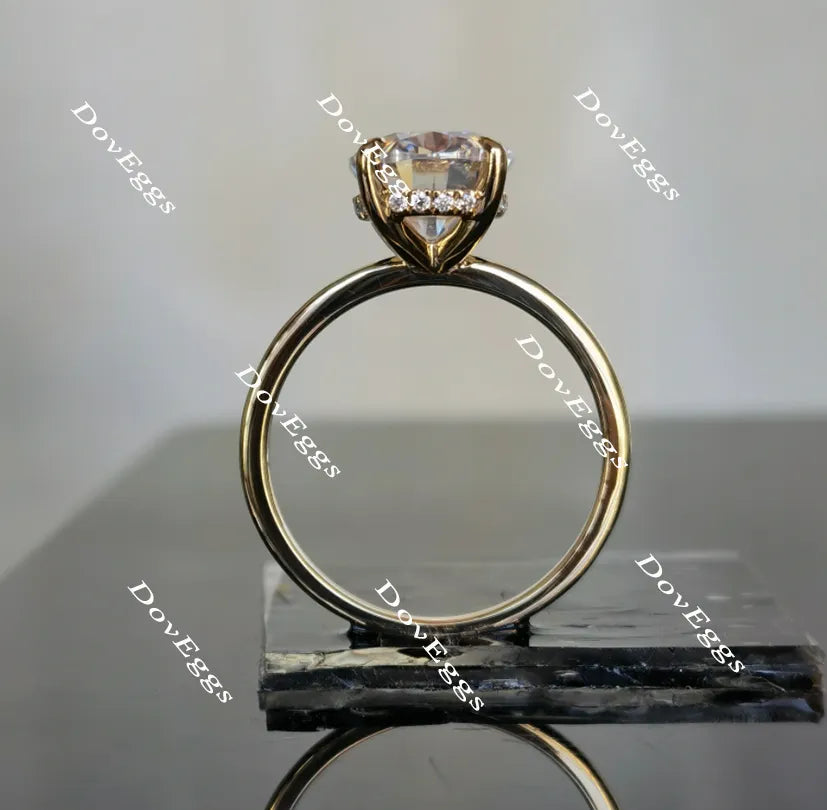 Oval hidden halo moissanite engagement ring| Doveggs