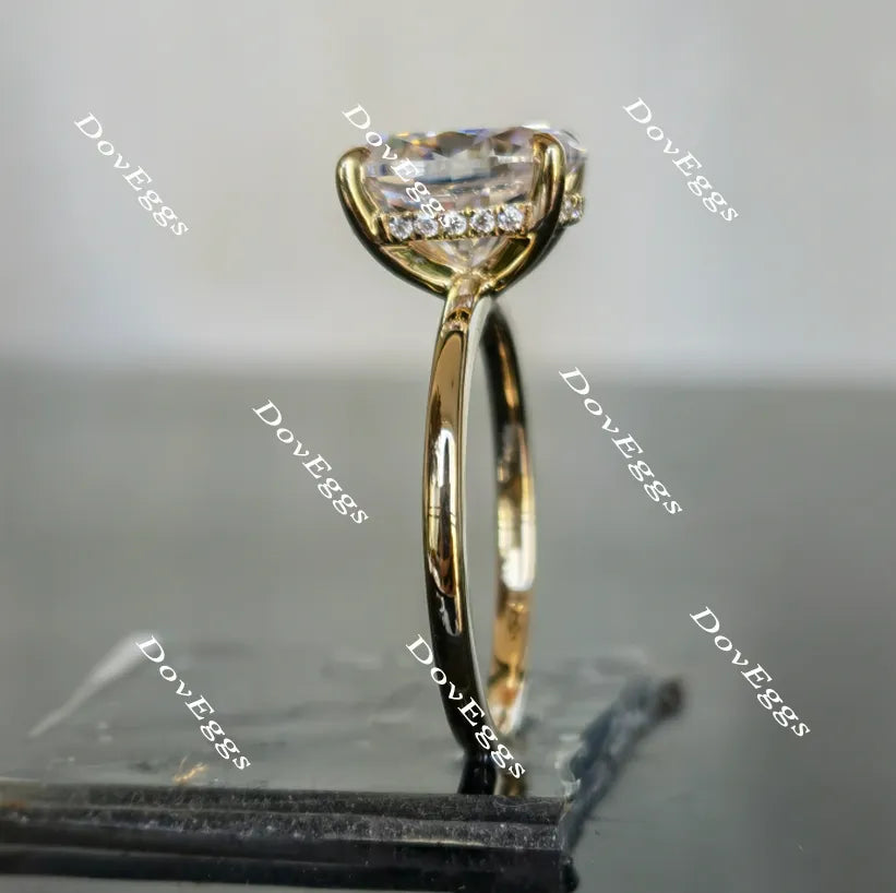 Oval hidden halo moissanite engagement ring| Doveggs