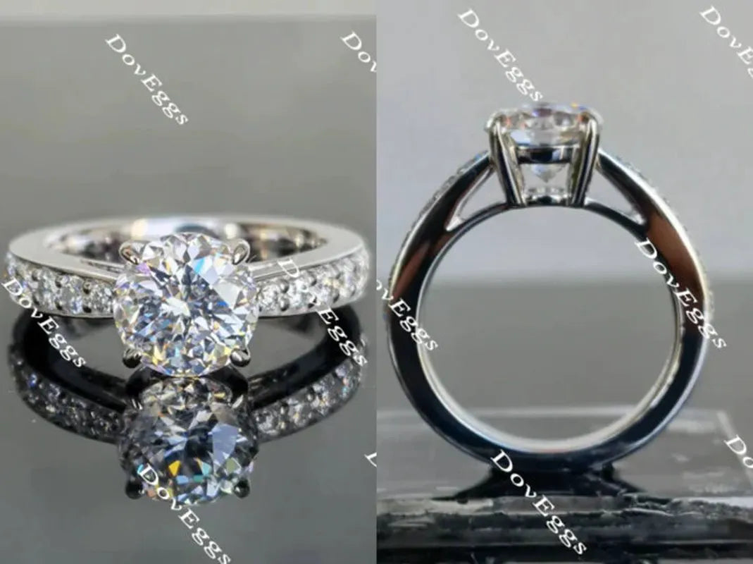 Doveggs half eternity pave engagement ring only semi-mount only(Exclusively to DovEggs Stones)
