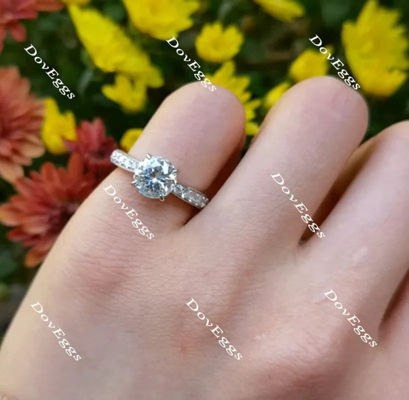 Doveggs half eternity pave engagement ring only semi-mount only(Exclusively to DovEggs Stones)