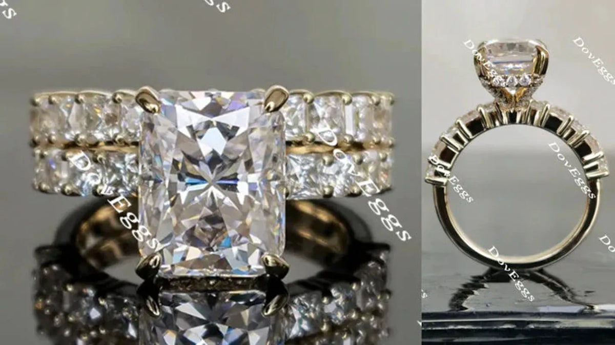 Half eternity pave engagement ring only semi-mount only(Exclusively to DovEggs Stones)