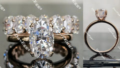 Oval pave moissanite engagement ring(engagement ring only)| DovEggs