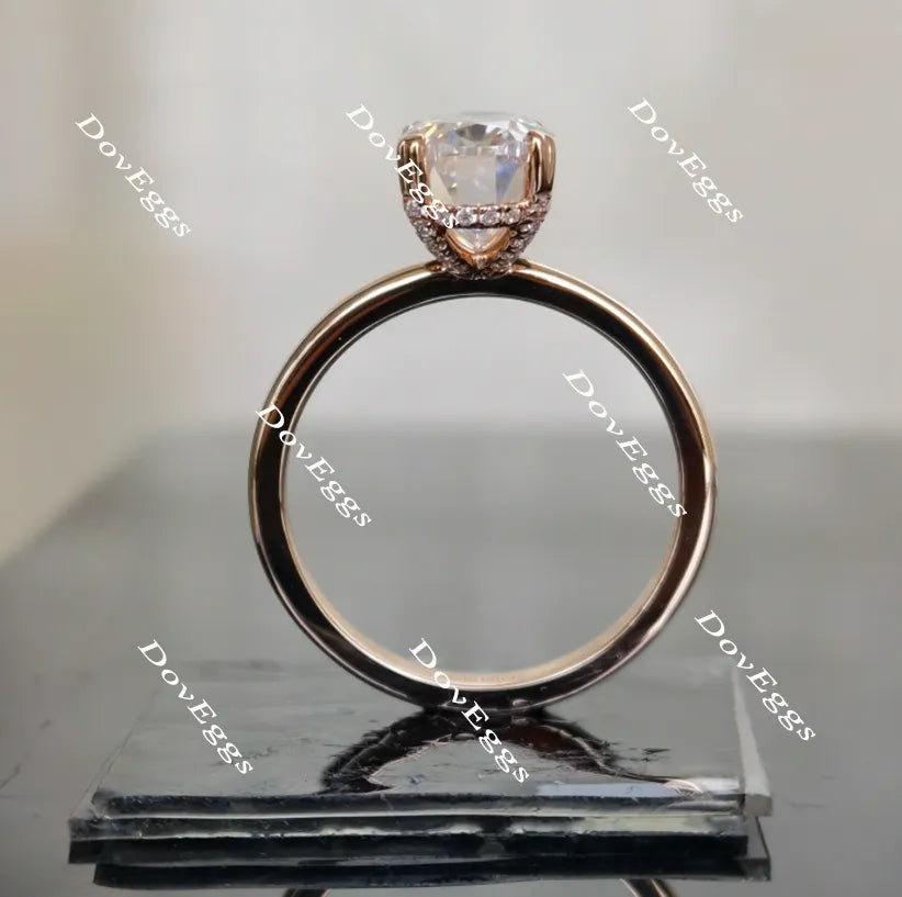 Oval pave moissanite engagement ring(engagement ring only)| DovEggs