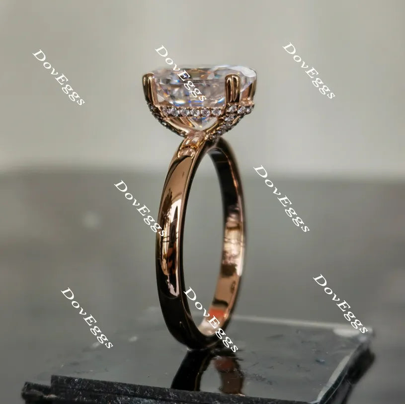 Oval pave moissanite engagement ring(engagement ring only)| DovEggs