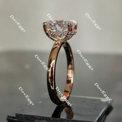 Oval pave moissanite engagement ring(engagement ring only)| DovEggs