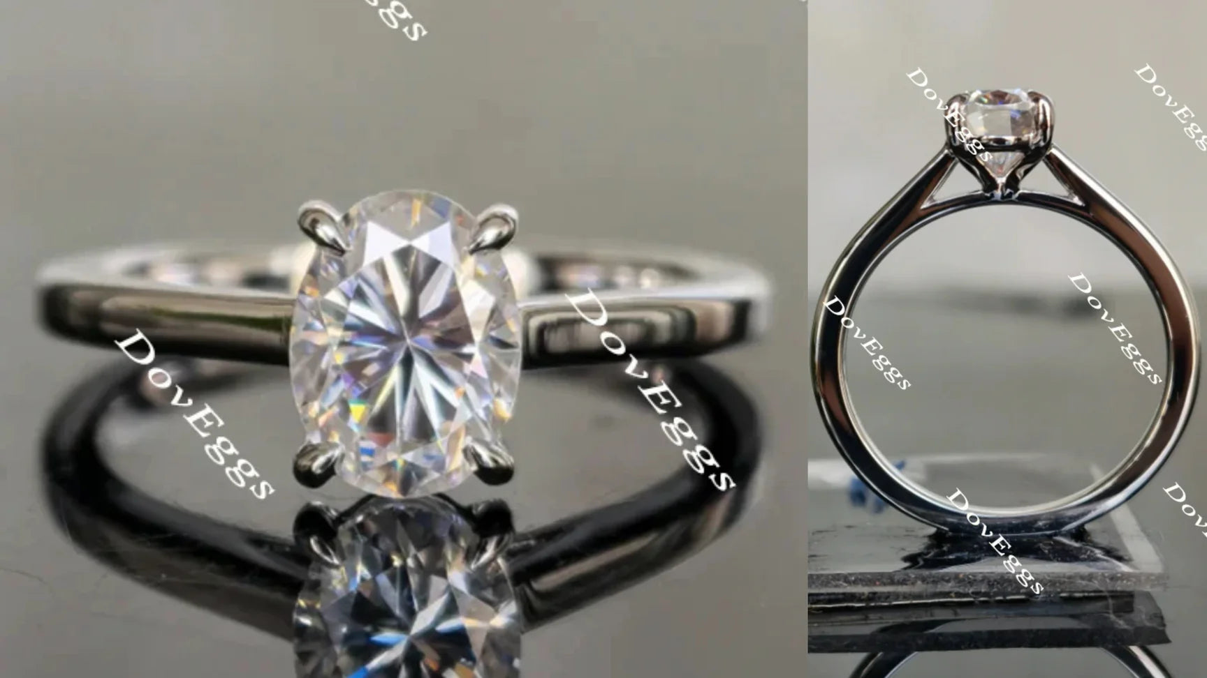 Solitaire engagement ring only semi-mount only(Exclusively to DovEggs Stones)