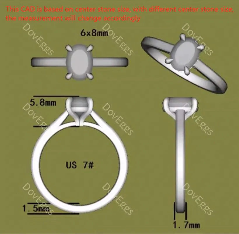 Solitaire engagement ring only semi-mount only(Exclusively to DovEggs Stones)