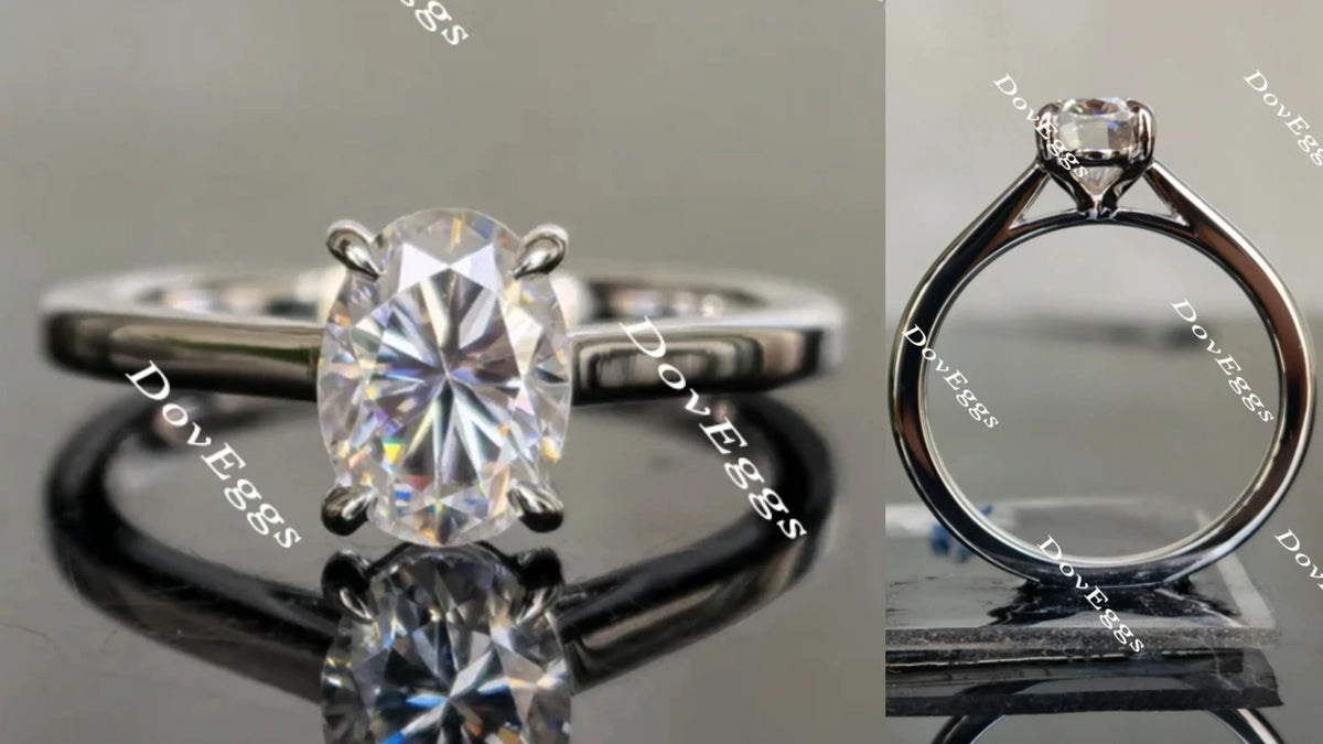 Oval solitaire oval moissanite engagement ring| Doveggs