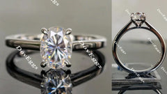 Oval solitaire oval moissanite engagement ring| Doveggs