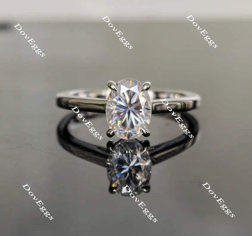 Oval solitaire oval moissanite engagement ring| Doveggs