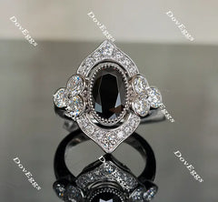 Oval flower shape halo moissanite engagement ring| Doveggs