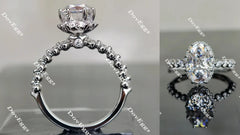 Oval half eternity moissanite engagement ring| Doveggs