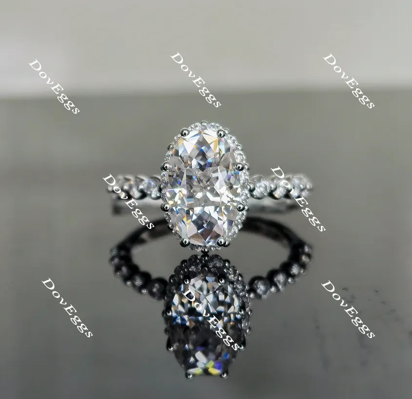 Oval half eternity moissanite engagement ring| Doveggs