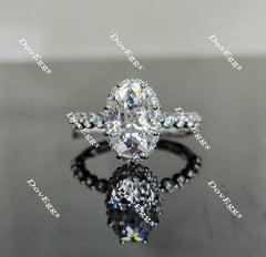 Oval half eternity moissanite engagement ring| Doveggs