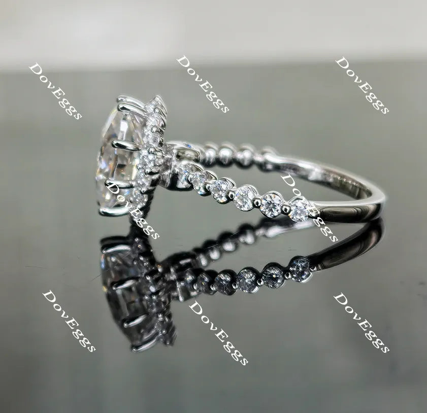 Oval half eternity moissanite engagement ring| Doveggs