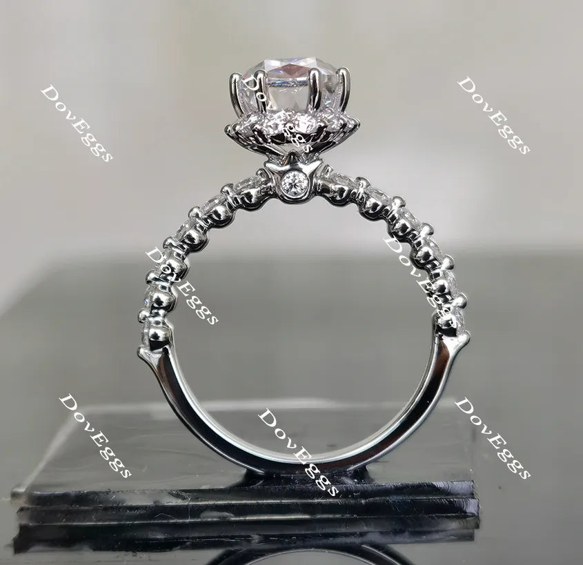 Oval half eternity moissanite engagement ring| Doveggs