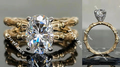 Curved bamboo engagement ring only semi-mount only(Exclusively to DovEggs Stones)
