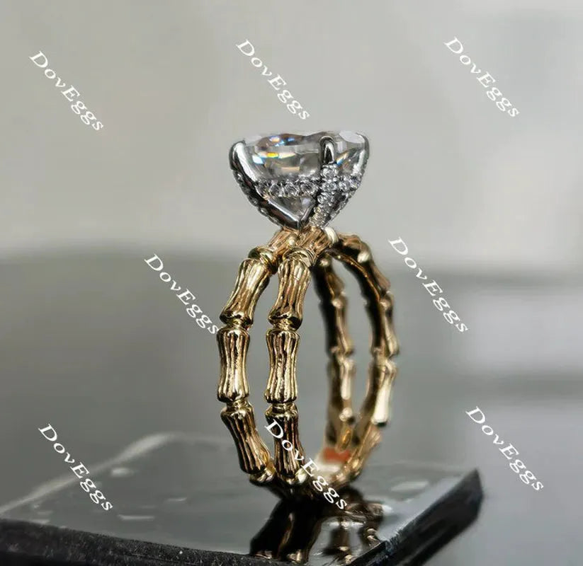 Curved bamboo engagement ring only semi-mount only(Exclusively to DovEggs Stones)