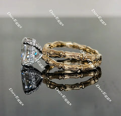 Oval curved bamboo moissanite engagement ring| Doveggs