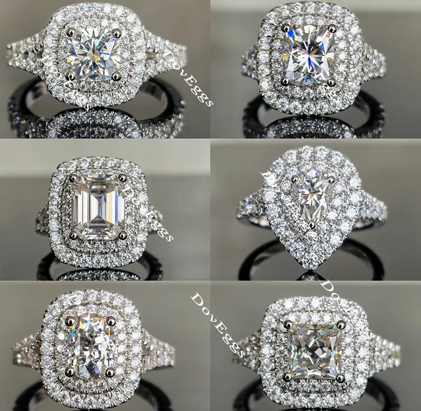 DovEggs double halo moissanite engagement ring
