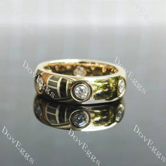 Round bezel full eternity moissanite wedding band-7.0mm band width| Doveggs