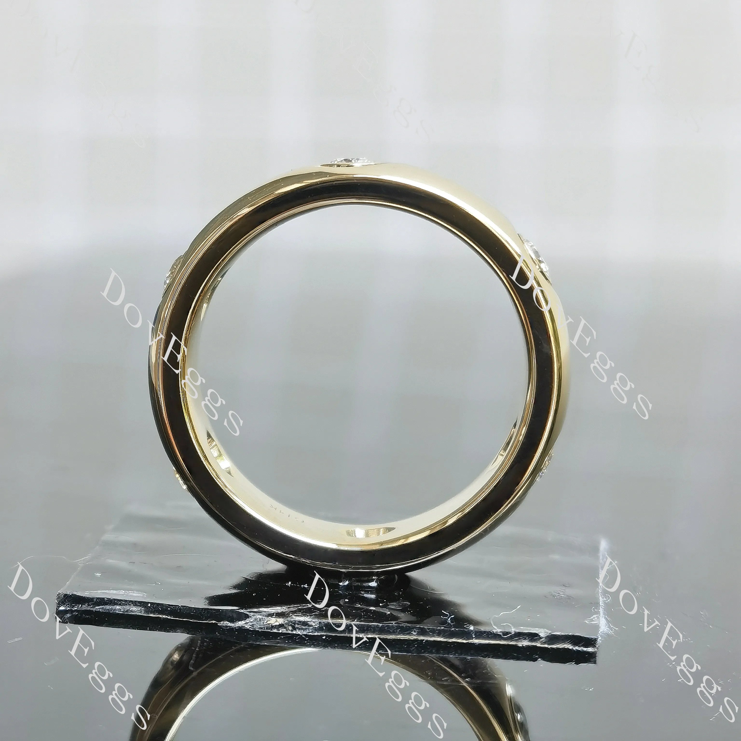 Round bezel full eternity moissanite wedding band-7.0mm band width| Doveggs