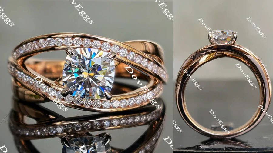 Doveggs curved engagement ring only semi-mount only(Exclusively to DovEggs Stones)