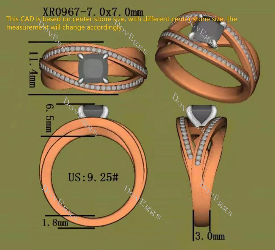Doveggs curved engagement ring only semi-mount only(Exclusively to DovEggs Stones)