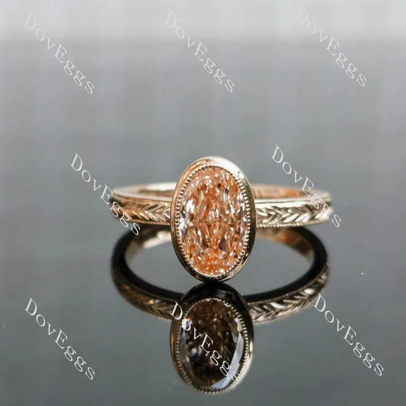 Carved bezel solitaire ethical lab diamond engagement ring only semi-mount only(Exclusively to DovEggs Stones)