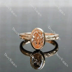Carved bezel solitaire ethical lab diamond engagement ring only semi-mount only(Exclusively to DovEggs Stones)