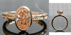 Carved bezel solitaire ethical lab diamond engagement ring only semi-mount only(Exclusively to DovEggs Stones)