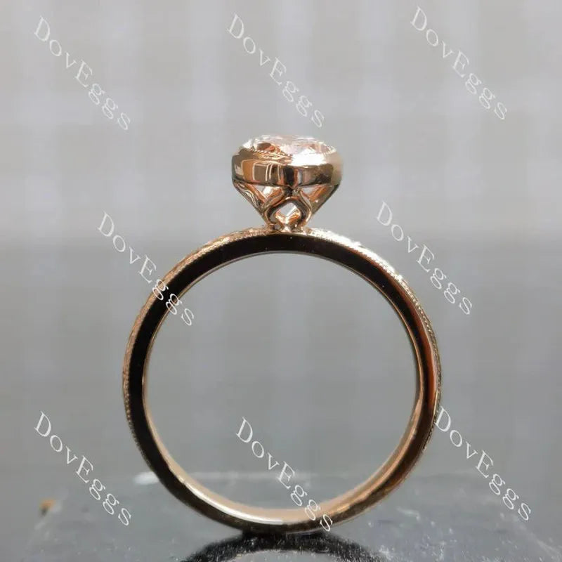 Carved bezel solitaire ethical lab diamond engagement ring only semi-mount only(Exclusively to DovEggs Stones)