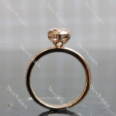 Oval carved bezel solitaire moissanite engagement ring| DovEggs